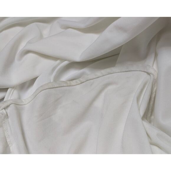 Mac Duggal Foldover Off-Shoulder Asymmetric Ruched White Jersey Maxi Gown sz 14 - Picture 16 of 16